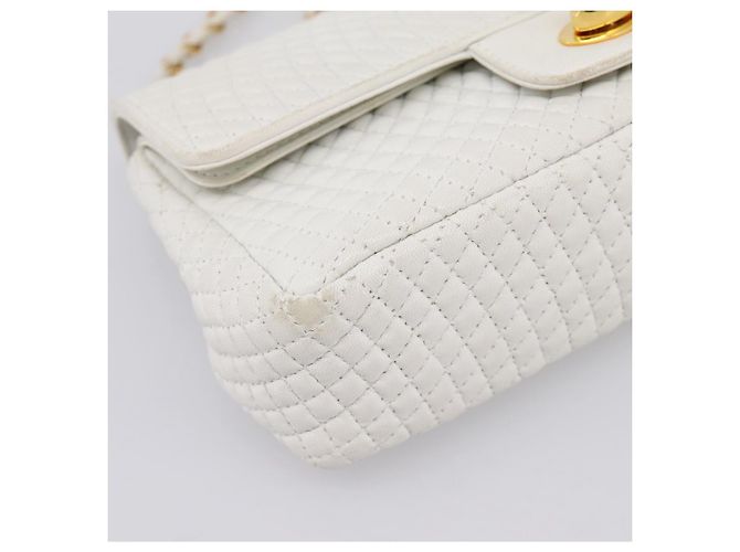 BALLY Borsa a tracolla con catena in pelle bianca tono oro Auth 196398 Bianco - vista 14