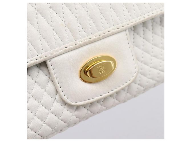 BALLY Borsa a tracolla con catena in pelle bianca tono oro Auth 196398 Bianco - vista 17