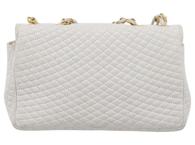 BALLY Borsa a tracolla con catena in pelle bianca tono oro Auth 196398 Bianco - vista 2