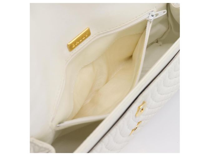 BALLY Borsa a tracolla con catena in pelle bianca tono oro Auth 196398 Bianco - vista 23
