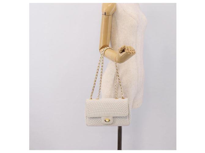 BALLY Borsa a tracolla con catena in pelle bianca tono oro Auth 196398 Bianco - vista 25