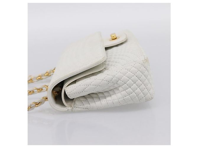 BALLY Borsa a tracolla con catena in pelle bianca tono oro Auth 196398 Bianco - vista 3