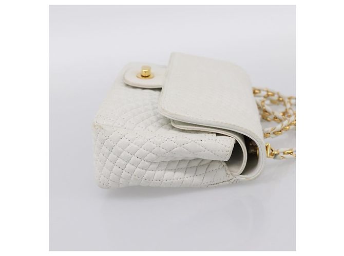 BALLY Borsa a tracolla con catena in pelle bianca tono oro Auth 196398 Bianco - vista 4