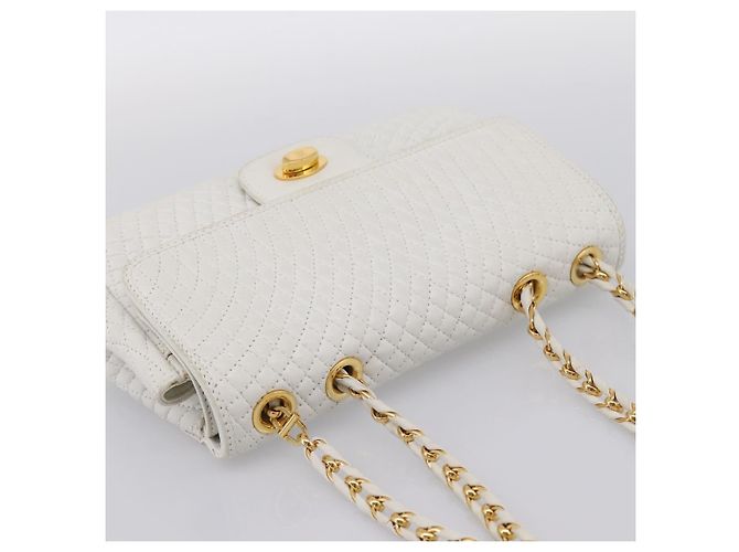 BALLY Borsa a tracolla con catena in pelle bianca tono oro Auth 196398 Bianco - vista 6