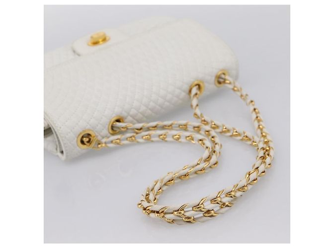 BALLY Borsa a tracolla con catena in pelle bianca tono oro Auth 196398 Bianco - vista 7