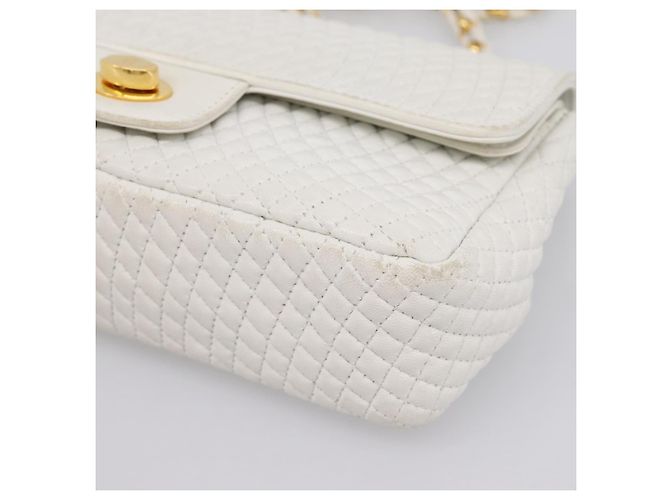 BALLY Borsa a tracolla con catena in pelle bianca tono oro Auth 196398 Bianco - vista 9