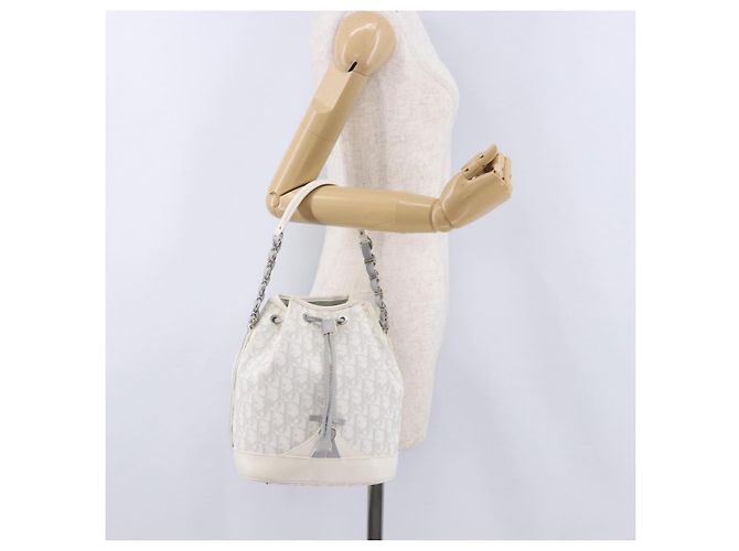 Borsa a tracolla Christian Dior Trotter Romantic Chain PVC Bianco Argento Auth 198528V - vista 23