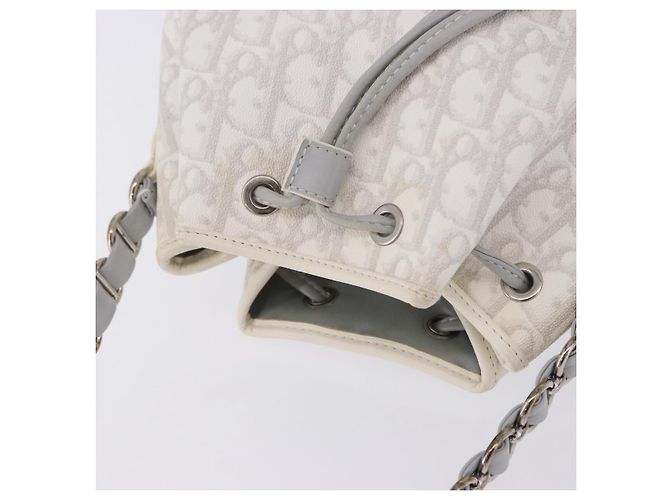 Borsa a tracolla Christian Dior Trotter Romantic Chain PVC Bianco Argento Auth 198528V - vista 7