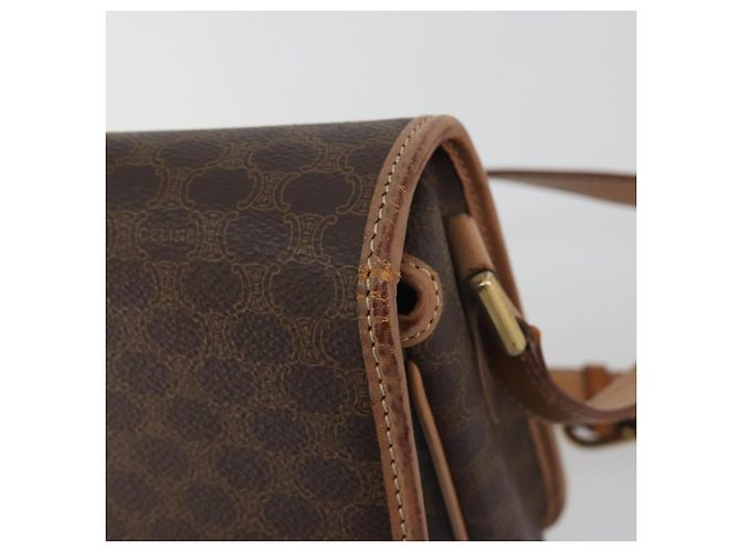 Céline Borsa a tracolla CELINE Macadam Canvas PVC Leather Brown Gold Auth 196617 Marrone D'oro - vista 10