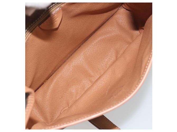 Céline Borsa a tracolla CELINE Macadam Canvas PVC Leather Brown Gold Auth 196617 Marrone D'oro - vista 11