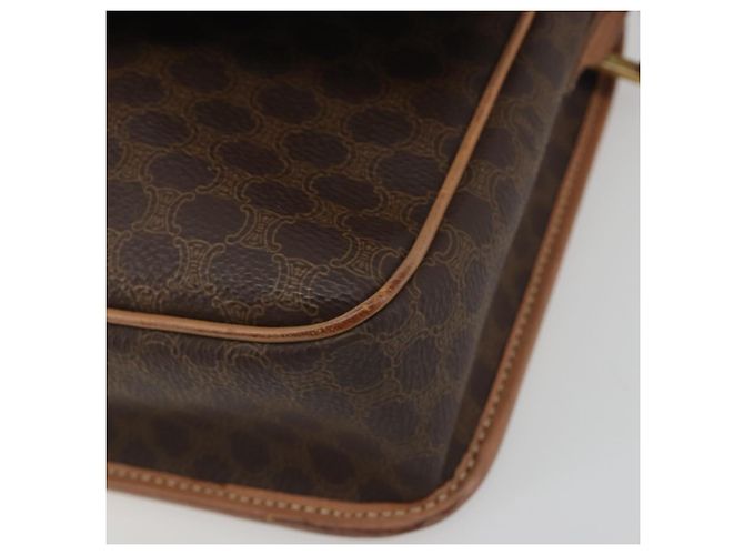 Céline Borsa a tracolla CELINE Macadam Canvas PVC Leather Brown Gold Auth 196617 Marrone D'oro - vista 14