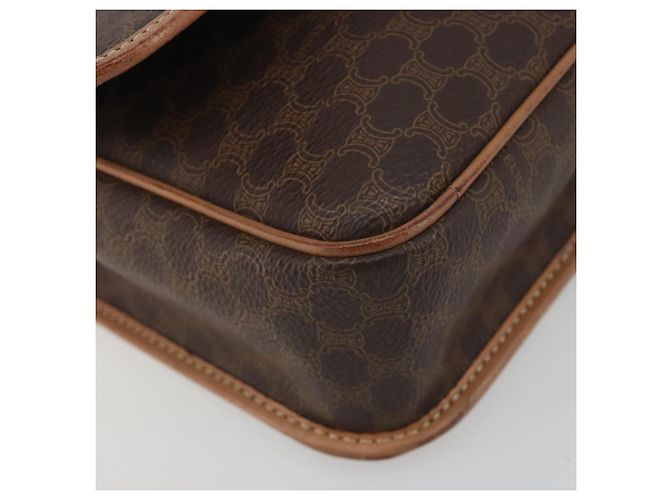Céline Borsa a tracolla CELINE Macadam Canvas PVC Leather Brown Gold Auth 196617 Marrone D'oro - vista 15