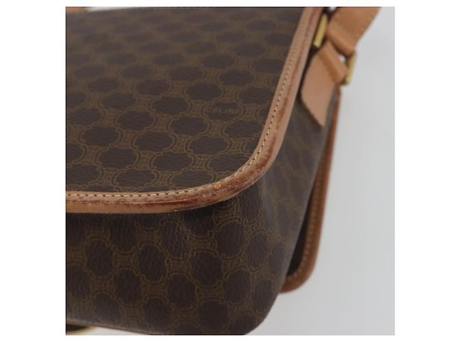 Céline Borsa a tracolla CELINE Macadam Canvas PVC Leather Brown Gold Auth 196617 Marrone D'oro - vista 16