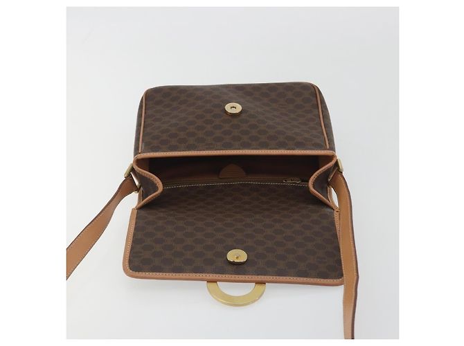 Céline Borsa a tracolla CELINE Macadam Canvas PVC Leather Brown Gold Auth 196617 Marrone D'oro - vista 18