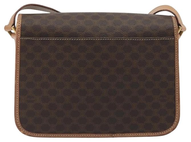Céline Borsa a tracolla CELINE Macadam Canvas PVC Leather Brown Gold Auth 196617 Marrone D'oro - vista 2
