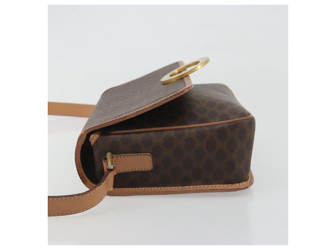 Céline Borsa a tracolla CELINE Macadam Canvas PVC Leather Brown Gold Auth 196617 Marrone D'oro - vista 4