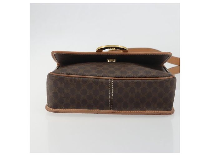 Céline Borsa a tracolla CELINE Macadam Canvas PVC Leather Brown Gold Auth 196617 Marrone D'oro - vista 5