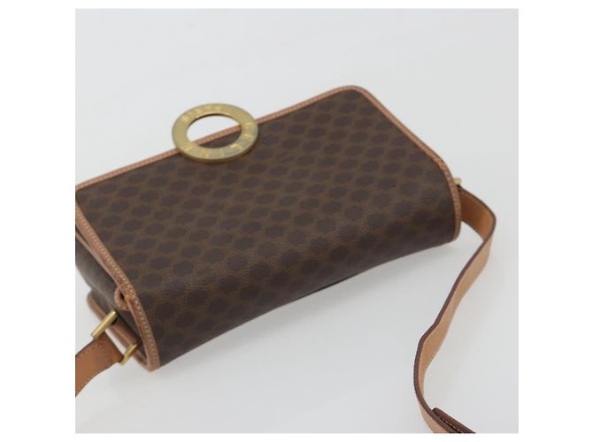 Céline Borsa a tracolla CELINE Macadam Canvas PVC Leather Brown Gold Auth 196617 Marrone D'oro - vista 6