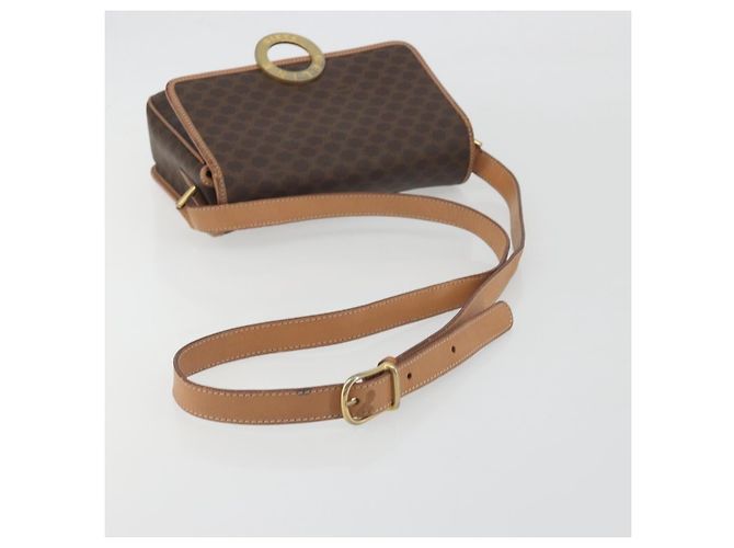 Céline Borsa a tracolla CELINE Macadam Canvas PVC Leather Brown Gold Auth 196617 Marrone D'oro - vista 7