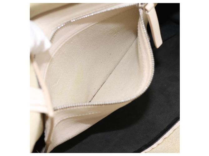 Céline CELINE Horizontal Cabas Large Tote Bag Leather White Black Auth 198621A Nero Bianco - vista 11