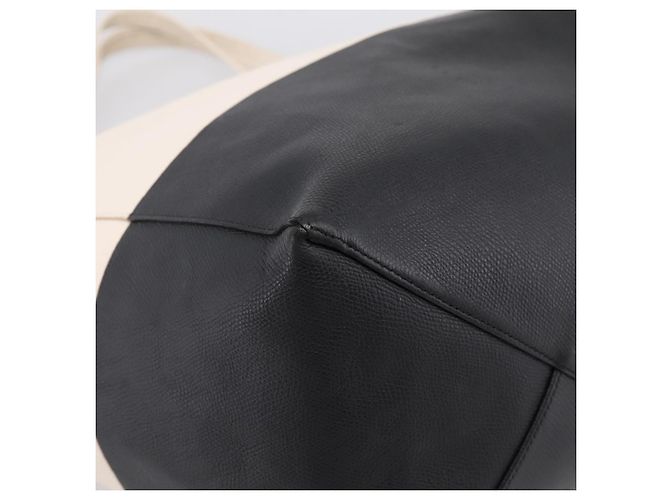 Céline CELINE Horizontal Cabas Large Tote Bag Leather White Black Auth 198621A Nero Bianco - vista 14