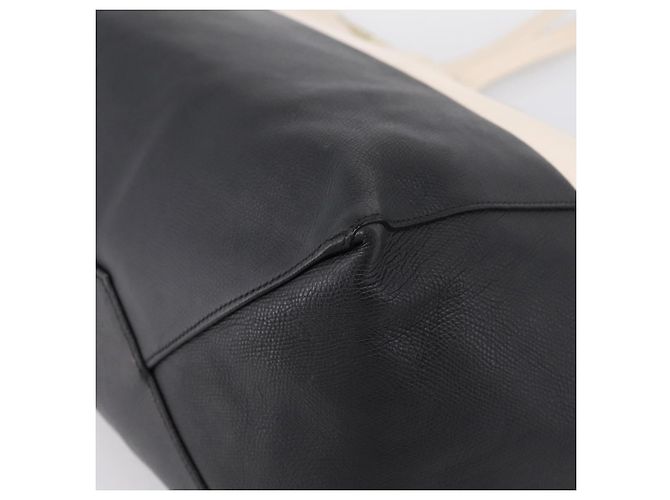 Céline CELINE Horizontal Cabas Large Tote Bag Leather White Black Auth 198621A Nero Bianco - vista 15