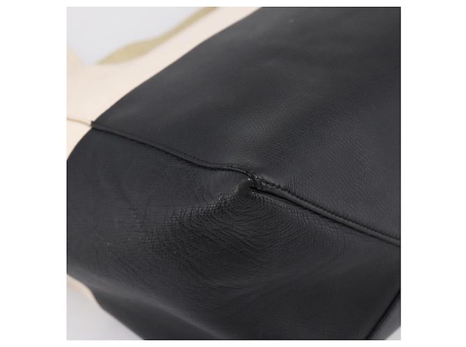 Céline CELINE Horizontal Cabas Large Tote Bag Leather White Black Auth 198621A Nero Bianco - vista 16