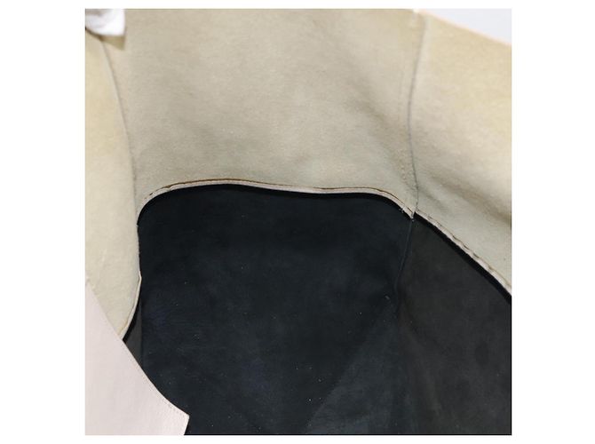 Céline CELINE Horizontal Cabas Large Tote Bag Leather White Black Auth 198621A Nero Bianco - vista 19