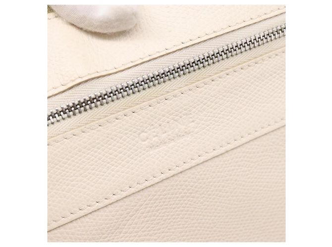 Céline CELINE Horizontal Cabas Large Tote Bag Leather White Black Auth 198621A Nero Bianco - vista 20