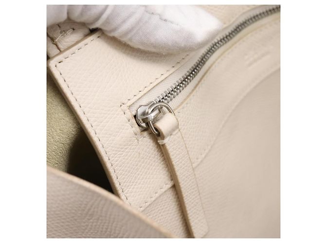 Céline CELINE Horizontal Cabas Large Tote Bag Leather White Black Auth 198621A Nero Bianco - vista 21