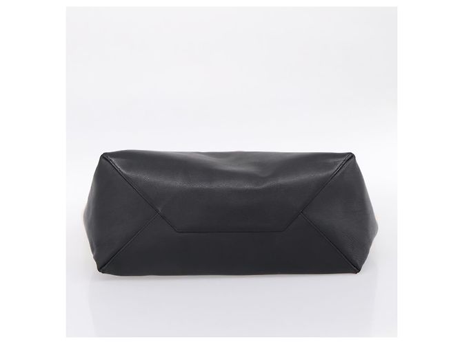 Céline CELINE Horizontal Cabas Large Tote Bag Leather White Black Auth 198621A Nero Bianco - vista 5