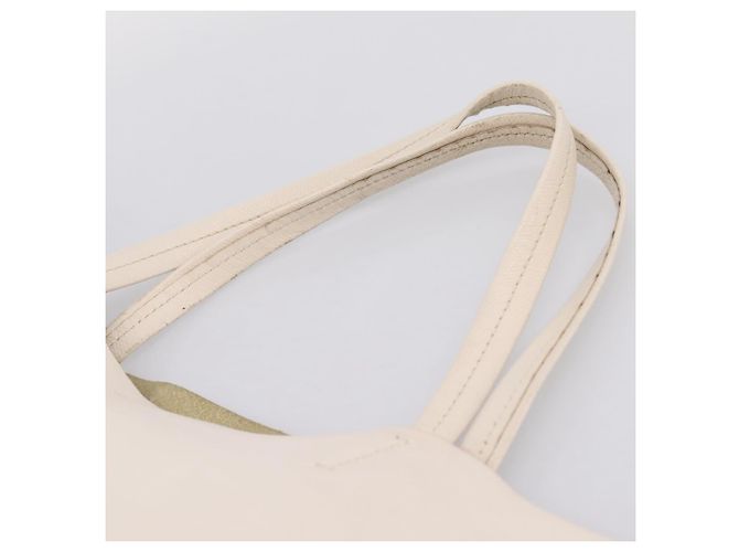 Céline CELINE Horizontal Cabas Large Tote Bag Leather White Black Auth 198621A Nero Bianco - vista 8