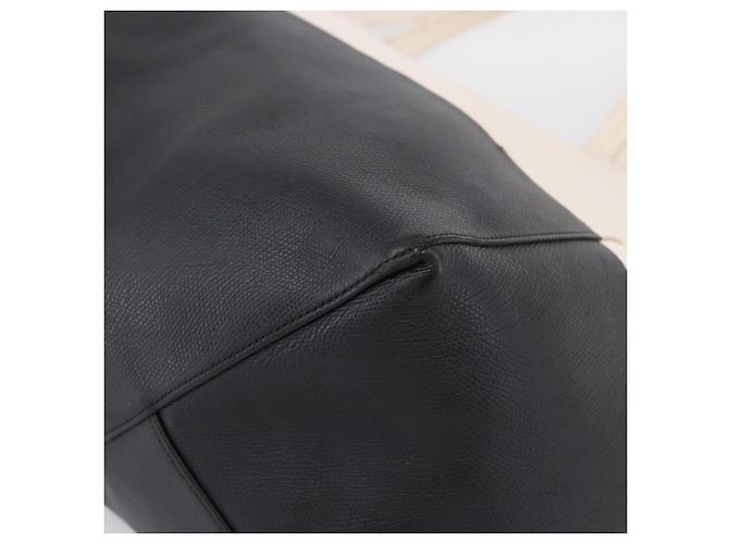Céline CELINE Horizontal Cabas Large Tote Bag Leather White Black Auth 198621A Nero Bianco - vista 9