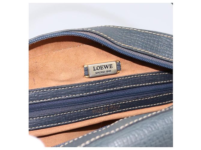 Borsa a mano LOEWE in pelle blu navy tono oro Auth ep15784 - vista 17