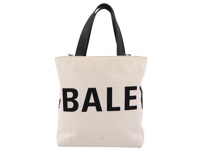 Borsa Balenciaga Everyday Tote Bag Canvas 2way White Black 544459 Auth ep15802 Nero Bianco - vista 13