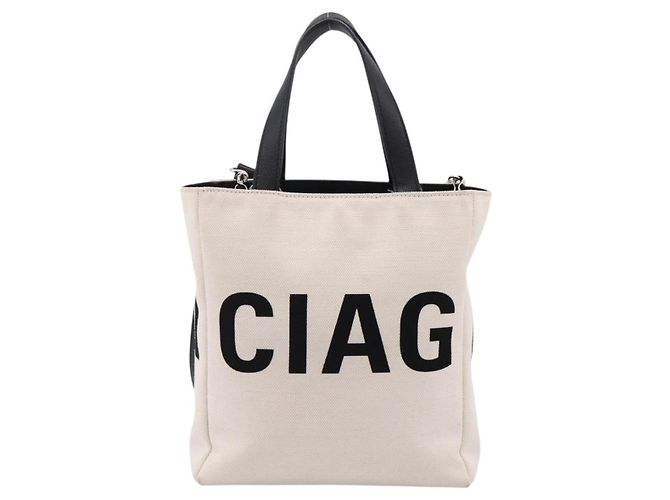 Borsa Balenciaga Everyday Tote Bag Canvas 2way White Black 544459 Auth ep15802 Nero Bianco - vista 2