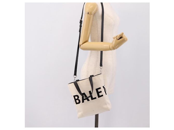 Borsa Balenciaga Everyday Tote Bag Canvas 2way White Black 544459 Auth ep15802 Nero Bianco - vista 25