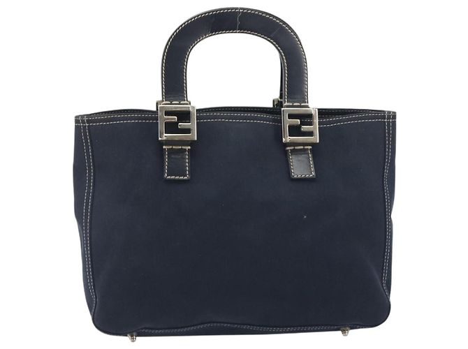 Borsa a mano FENDI Canvas Navy Silver Auth 198689A Argento Blu navy - vista 13