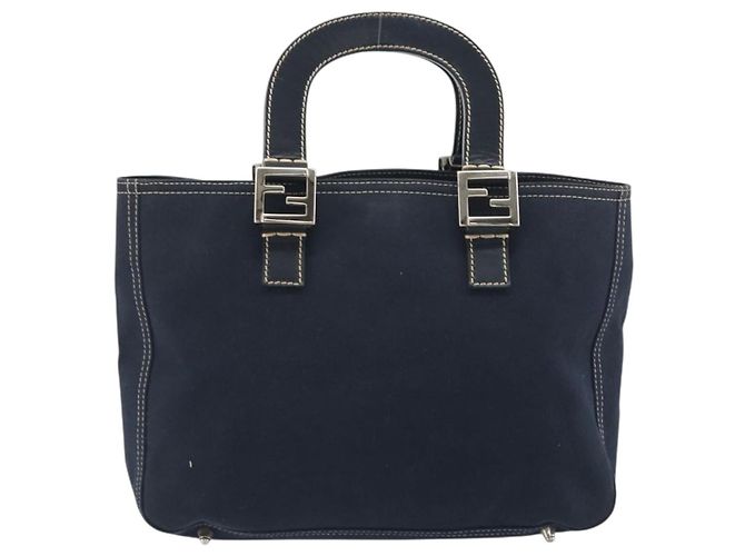 Borsa a mano FENDI Canvas Navy Silver Auth 198689A Argento Blu navy - vista 2