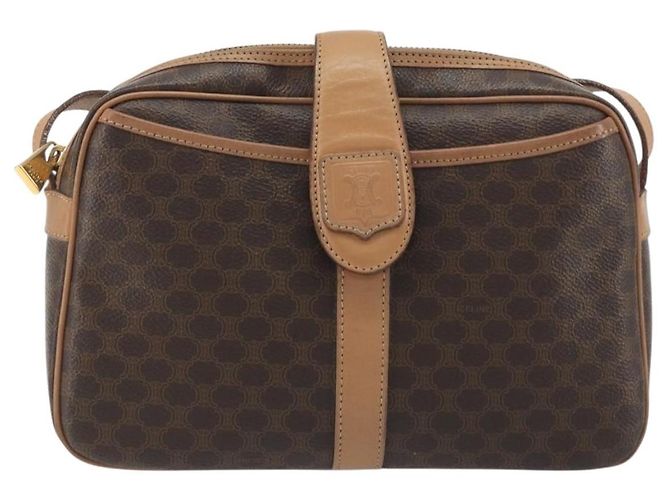 Céline Borsa a tracolla CELINE Macadam Canvas PVC Pelle Marrone Oro Auth mr2845 D'oro - vista 13