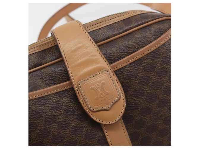 Céline Borsa a tracolla CELINE Macadam Canvas PVC Pelle Marrone Oro Auth mr2845 D'oro - vista 18