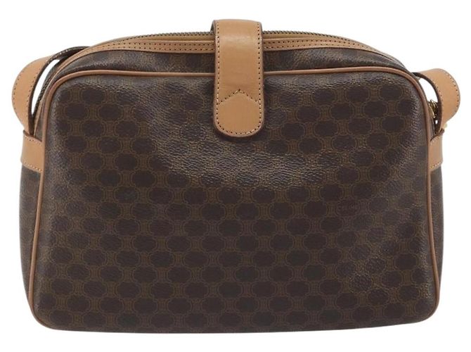 Céline Borsa a tracolla CELINE Macadam Canvas PVC Pelle Marrone Oro Auth mr2845 D'oro - vista 2