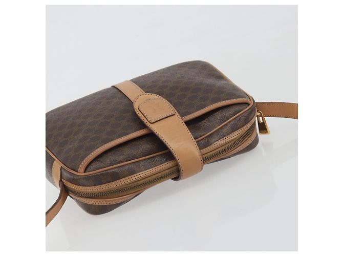 Céline Borsa a tracolla CELINE Macadam Canvas PVC Pelle Marrone Oro Auth mr2845 D'oro - vista 6
