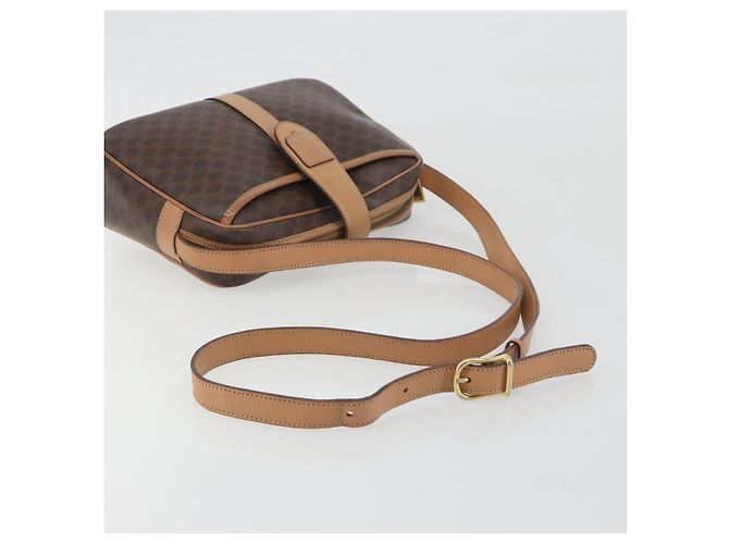 Céline Borsa a tracolla CELINE Macadam Canvas PVC Pelle Marrone Oro Auth mr2845 D'oro - vista 7