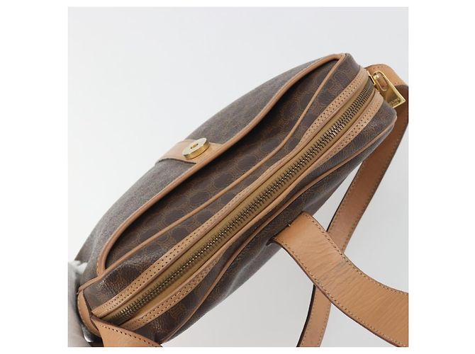 Céline Borsa a tracolla CELINE Macadam Canvas PVC Pelle Marrone Oro Auth mr2845 D'oro - vista 9