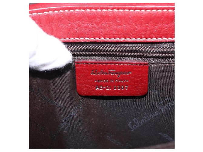 Salvatore Ferragamo Gancini Top Handle Leather Rosso - vista 6