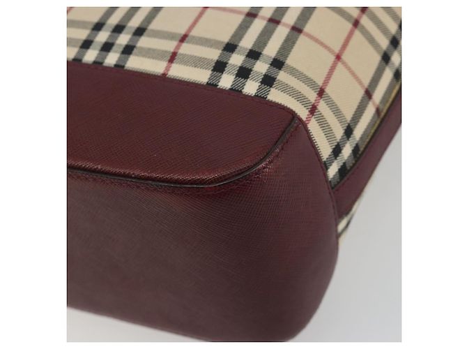 Borsa Tote BURBERRY Nova Check Canvas Beige Gold Auth 198715 D'oro - vista 15