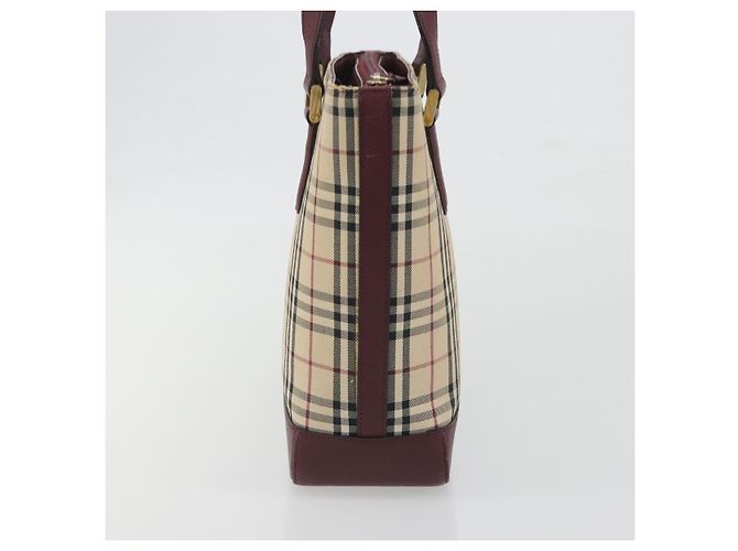 Borsa Tote BURBERRY Nova Check Canvas Beige Gold Auth 198715 D'oro - vista 4