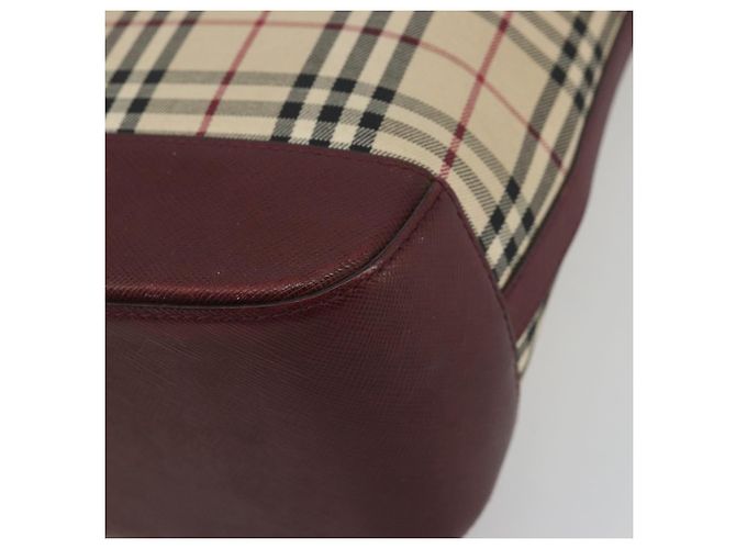 Borsa Tote BURBERRY Nova Check Canvas Beige Gold Auth 198715 D'oro - vista 9