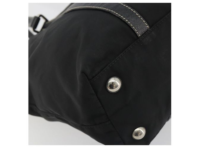 Borsa a mano PRADA Pocono Nylon Pelle Black Silver Auth mr2838 Nero Argento - vista 16